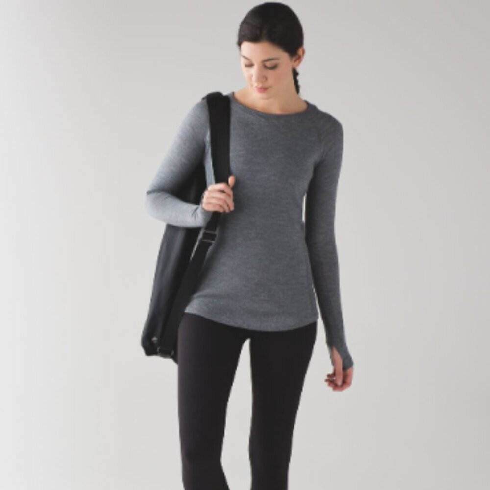 Lululemon Sit in Lotus Crewneck Merino Wool Sweater Heathered Grey